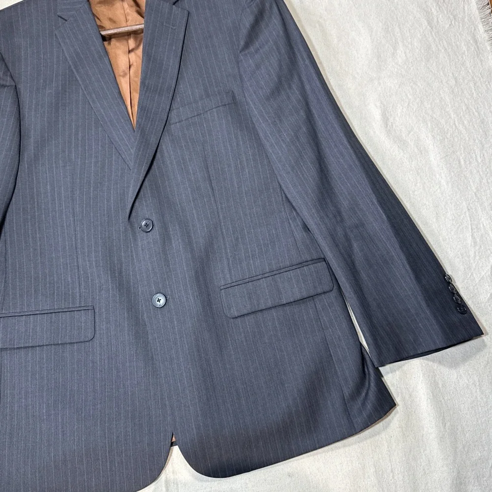 Jos. A. Bank Joseph Slim Fit Suit 41R W32 L31 Charcoal Grey Pinstripe 100% Wool